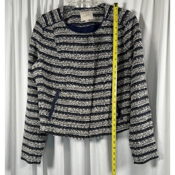 Ann Taylor Loft Tweed Blazer Jacket Navy Blue White 6 Preppy Workwear 89-10 - Picture 8 of 14